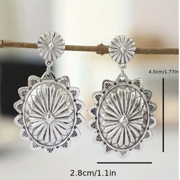 Western Silver plated Vintage Style Earrings - NEW - Picture 3 of 4